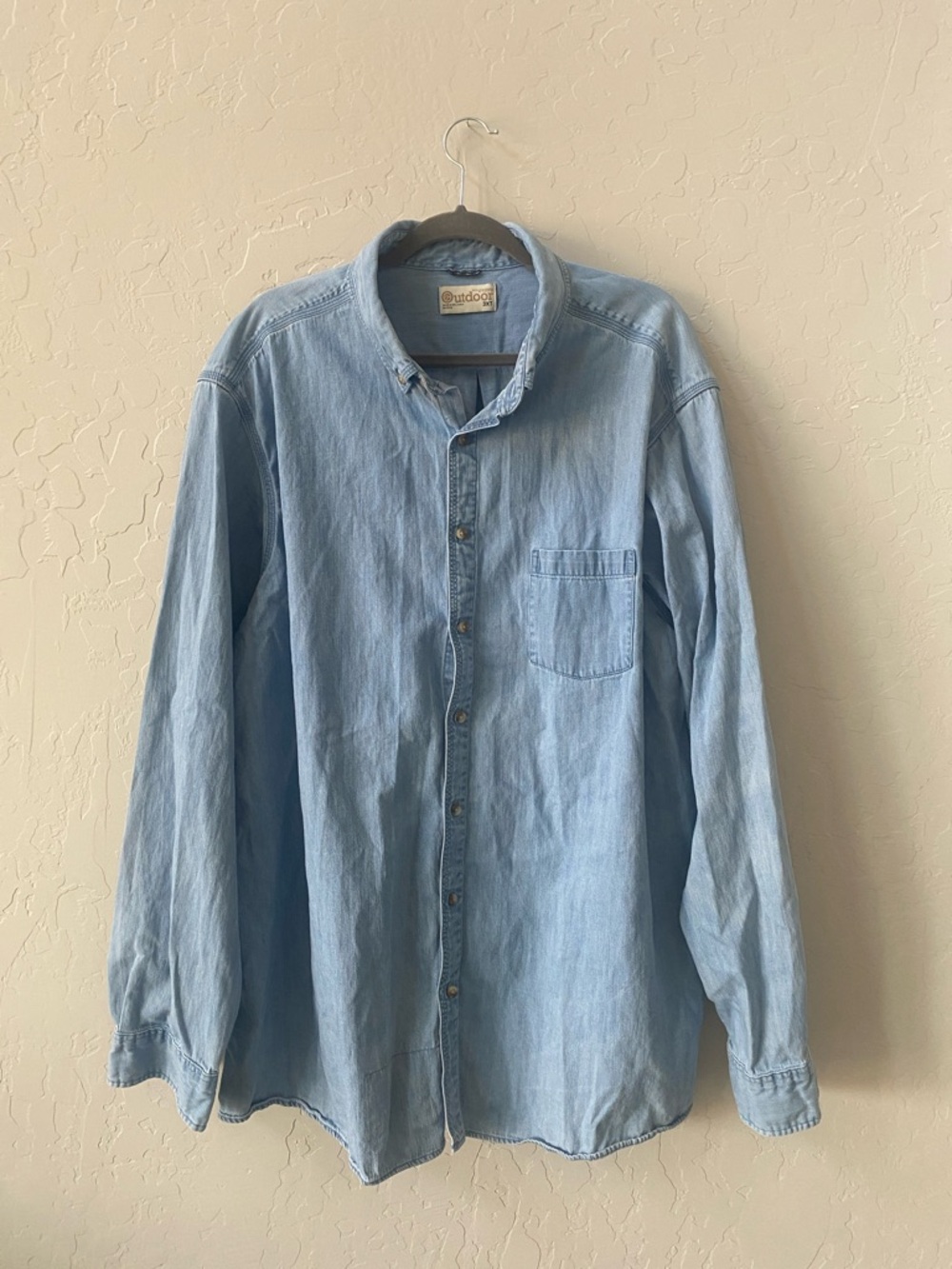 Roundtree & Yorke Outdoor Men's Light Blue Denim Long Sleeve Button-Up Shirt 3XT